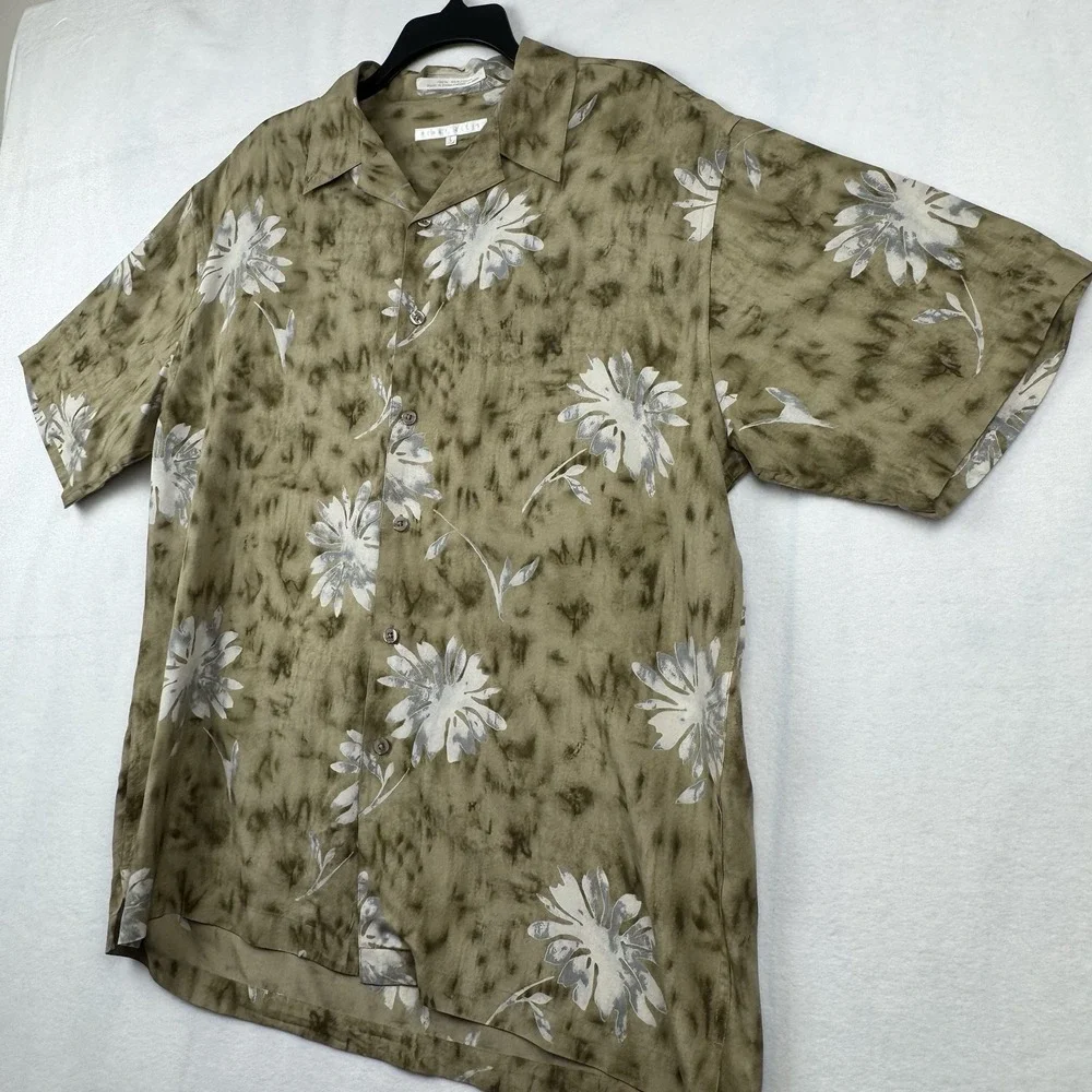 Men's‎ Perry Ellis 100% Silk Short Sleeve Hawaiian Tropical Shirt Size L